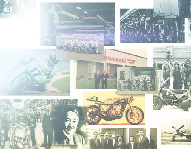 collage de 100 años de logros de kawasaki